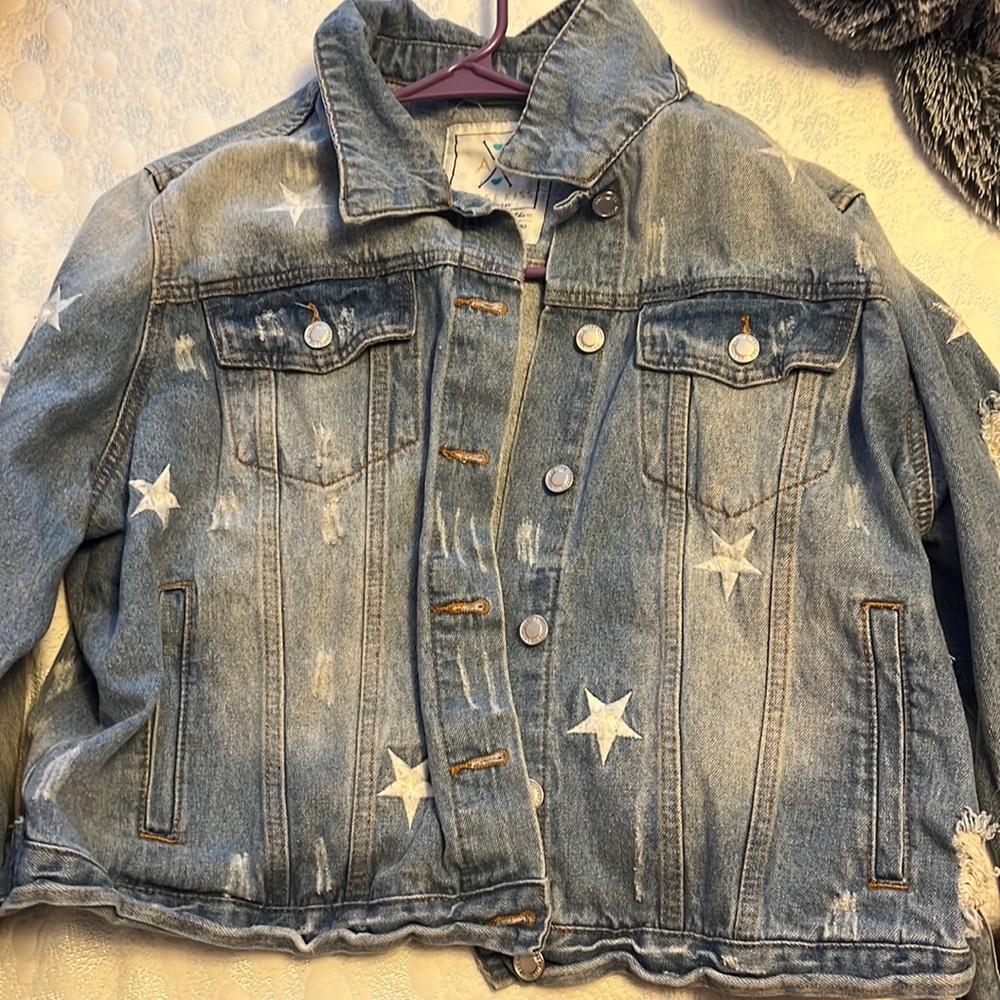 Plus sized Distressed Jean Jacket